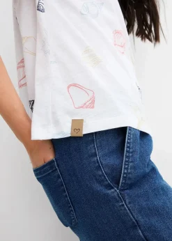 bonprix Nachhaltigere Materialien|Shirts & Tops^Bedrucktes Shirt mit Rundhalsausschnitt aus Bio-Baumwolle weiß