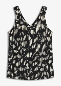 bonprix Shirts & Tops^bedrucktes Top aus strukturiertem Jersey schwarz/weiß floral