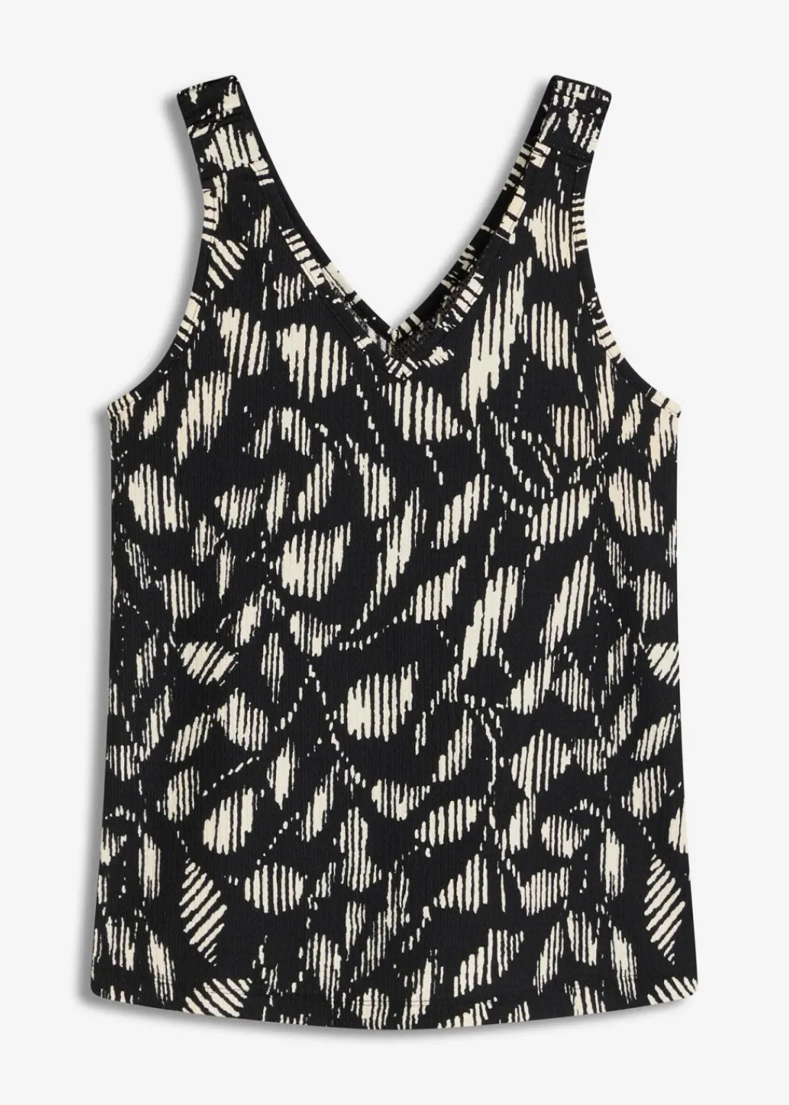 bonprix Shirts & Tops^bedrucktes Top aus strukturiertem Jersey schwarz/weiß floral