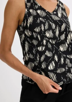 bonprix Shirts & Tops^bedrucktes Top aus strukturiertem Jersey schwarz/weiß floral