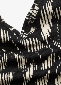 bonprix Shirts & Tops^bedrucktes Top aus strukturiertem Jersey schwarz/weiß floral