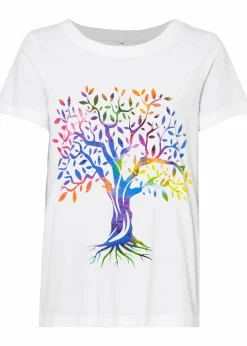 bonprix Nachhaltigere Materialien|Shirts & Tops^Bedrucktes T-Shirt aus Bio-Baumwolle weiß bedruckt