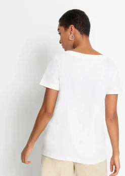 bonprix Nachhaltigere Materialien|Shirts & Tops^Bedrucktes T-Shirt aus Bio-Baumwolle weiß bedruckt