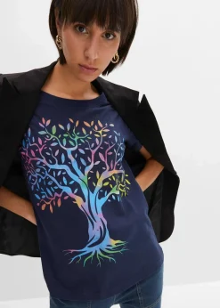 bonprix Shirts & Tops|Nachhaltigere Materialien^Bedrucktes T-Shirt aus Bio-Baumwolle dunkelblau