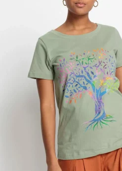 bonprix Nachhaltigere Materialien|Shirts & Tops^Bedrucktes T-Shirt aus Bio-Baumwolle seegras bedruckt