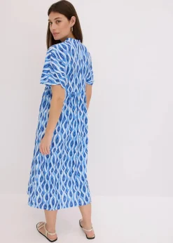 bonprix Bekleidung·Pullover & Strickjacken|Kleider^bedrucktes Tunika-Kleid blau bedruckt