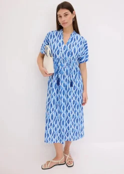 bonprix Bekleidung·Pullover & Strickjacken|Kleider^bedrucktes Tunika-Kleid blau bedruckt