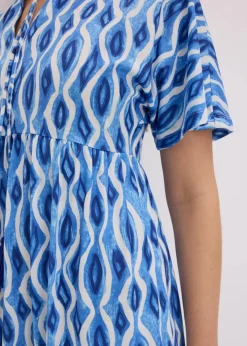 bonprix Bekleidung·Pullover & Strickjacken|Kleider^bedrucktes Tunika-Kleid blau bedruckt