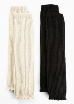bonprix Socken & Strumpfhosen|Handschuhe & Stulpen^Beinstulpen (2er Pack) schwarz/kieselbeige