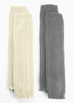 bonprix Handschuhe & Stulpen|Socken & Strumpfhosen^Beinstulpen (2er Pack) cremeweiß/grau