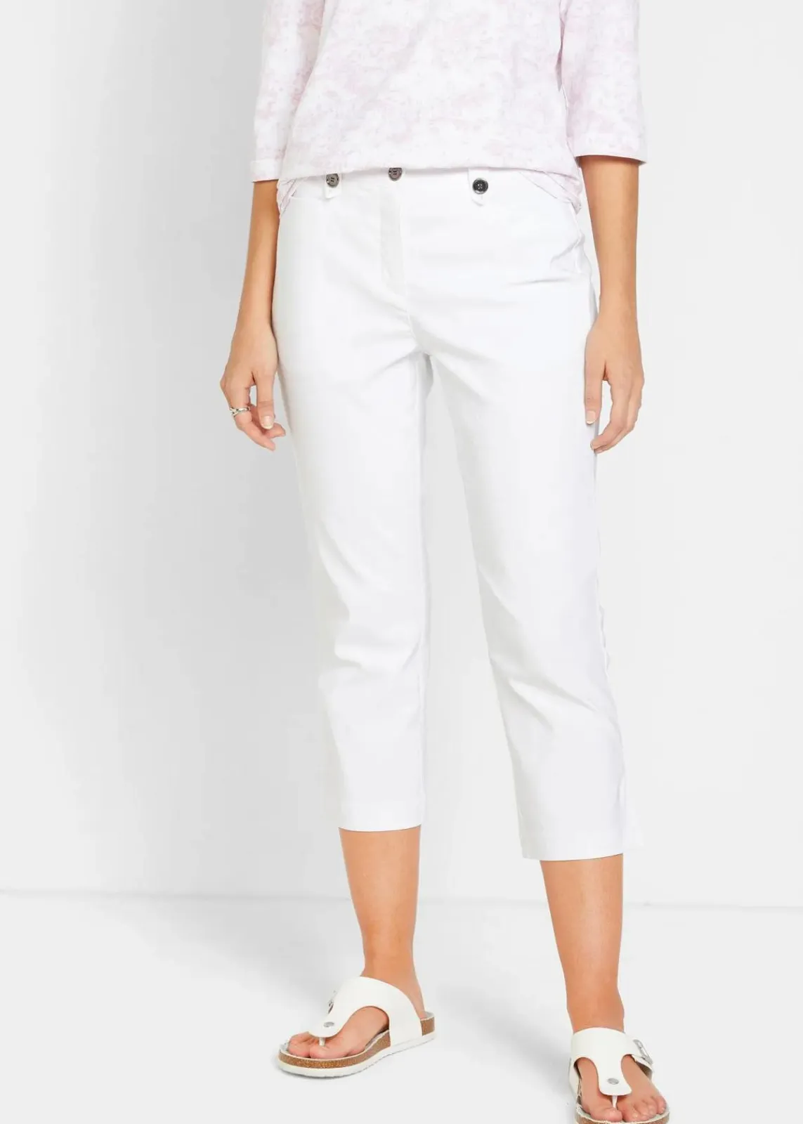bonprix Hosen|Bekleidung·Kleider^7/8-Bengalin-Hose mit Bequembund weiß