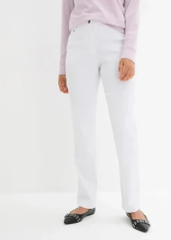 bonprix Hosen|Bekleidung·Kleider^Bengalin-Stretch-Hose mit Bequembund, Straight weiss