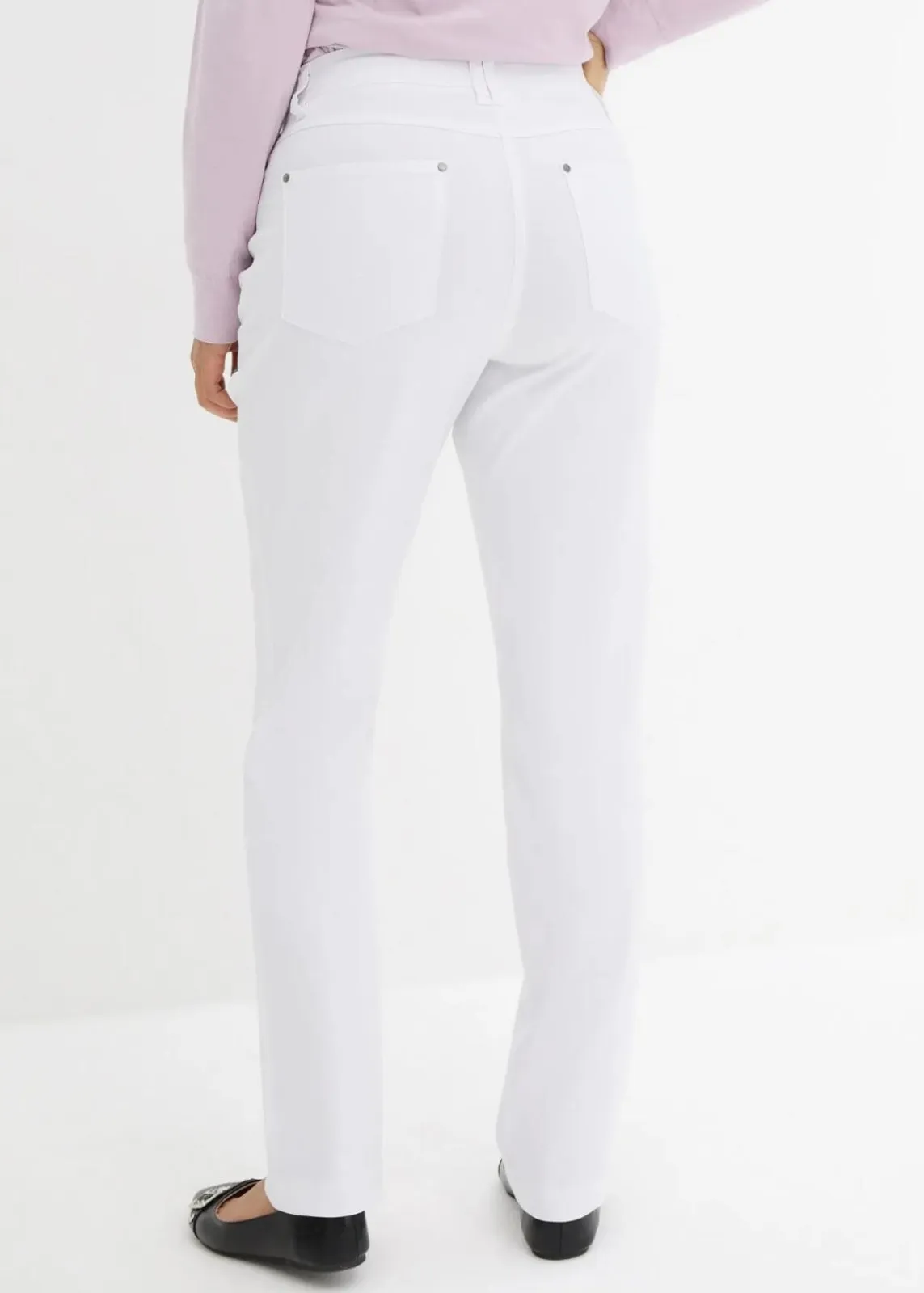 bonprix Hosen|Bekleidung·Kleider^Bengalin-Stretch-Hose mit Bequembund, Straight weiss