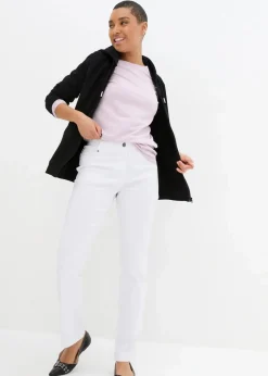 bonprix Hosen|Bekleidung·Kleider^Bengalin-Stretch-Hose mit Bequembund, Straight weiss