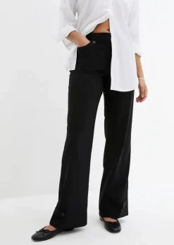 bonprix Kurzgrößen|Bekleidung·Kleider^Bengalin-Stretch-Hose mit Bequembund schwarz