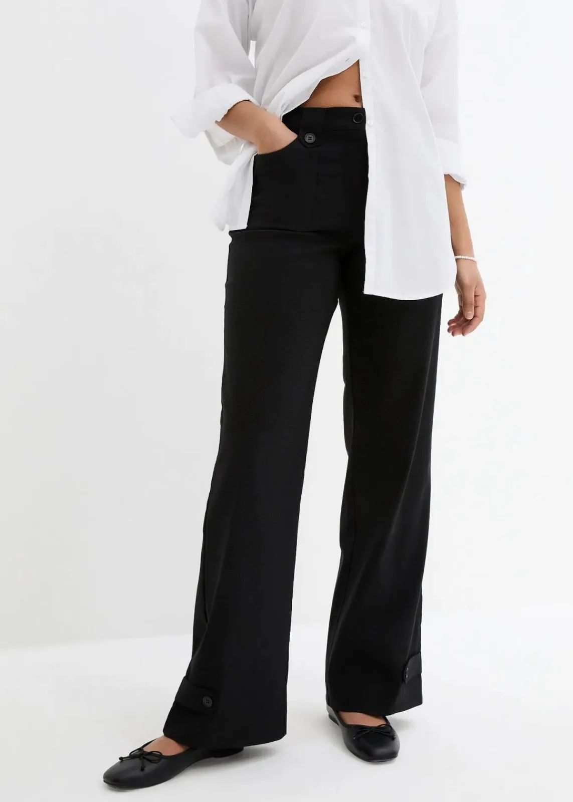 bonprix Kurzgrößen|Bekleidung·Kleider^Bengalin-Stretch-Hose mit Bequembund schwarz