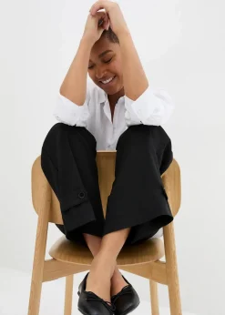 bonprix Kurzgrößen|Bekleidung·Kleider^Bengalin-Stretch-Hose mit Bequembund schwarz