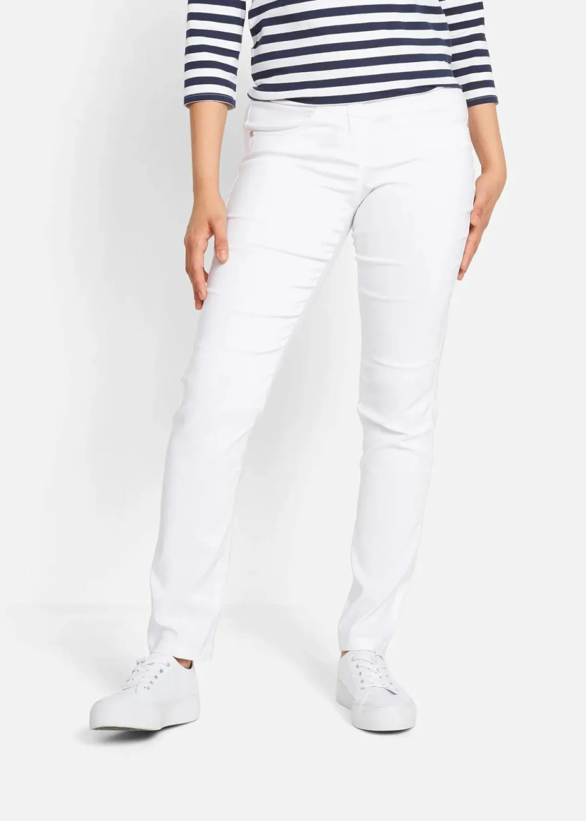 bonprix Hosen|Bekleidung·Kleider^Bengalin-Stretch-Hose, Straight weiss