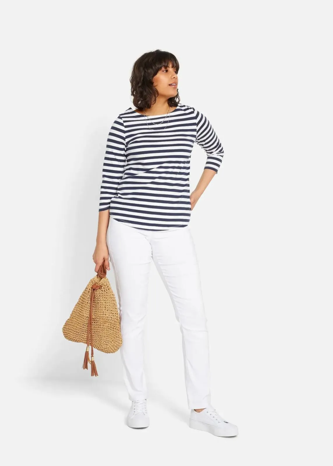 bonprix Hosen|Bekleidung·Kleider^Bengalin-Stretch-Hose, Straight weiss