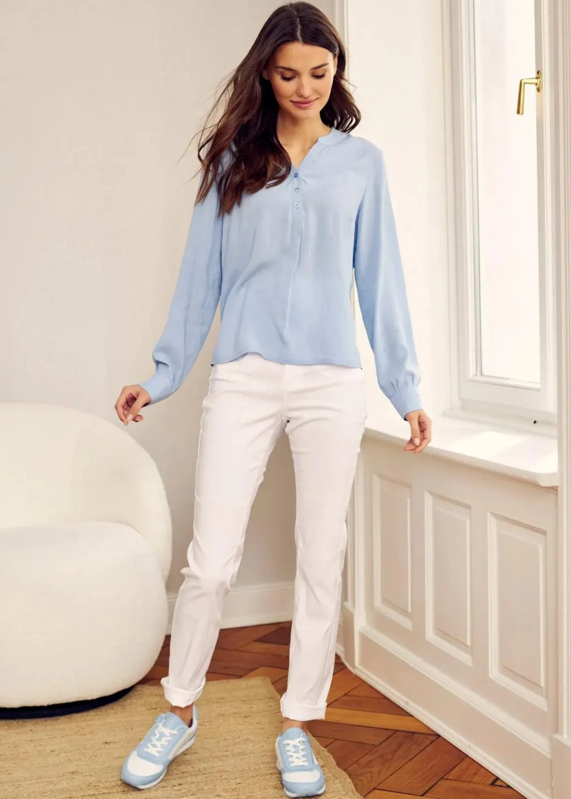 bonprix Hosen|Bekleidung·Kleider^Bengalin-Stretch-Hose, Straight weiss
