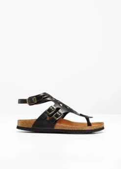 bonprix Strandmode|Sommerschuhe^Bequeme Sandale aus Leder schwarz