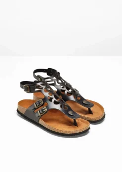 bonprix Strandmode|Sommerschuhe^Bequeme Sandale aus Leder schwarz