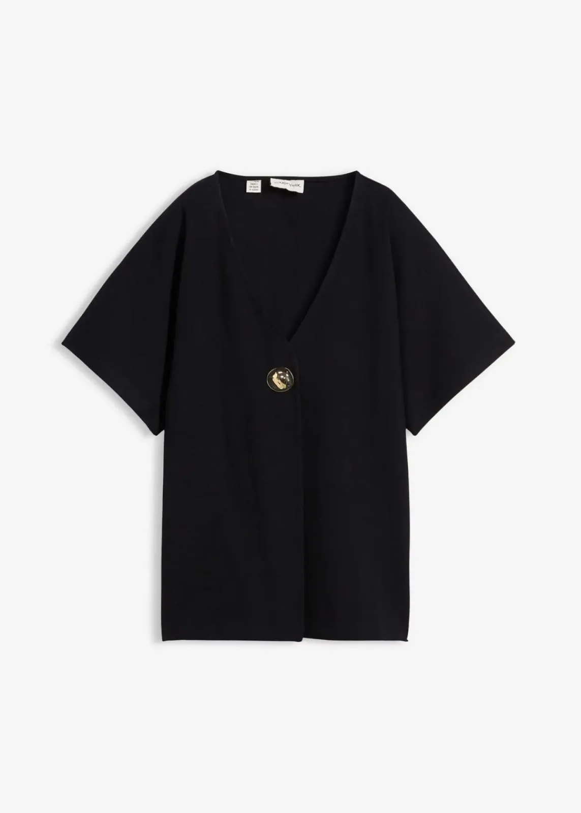 bonprix Bekleidung·Blusen & Tuniken|Bekleidung·Hosen^Bequeme Weste mit Zierknopf aus Punto di Roma schwarz