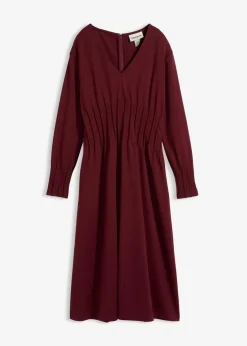 bonprix Bekleidung·Pullover & Strickjacken|Kleider^Bequemes Kleid mit Zierfalten aus Viskose-Mix ahornrot