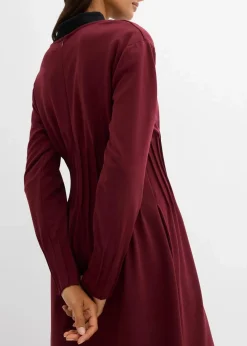 bonprix Bekleidung·Pullover & Strickjacken|Kleider^Bequemes Kleid mit Zierfalten aus Viskose-Mix ahornrot