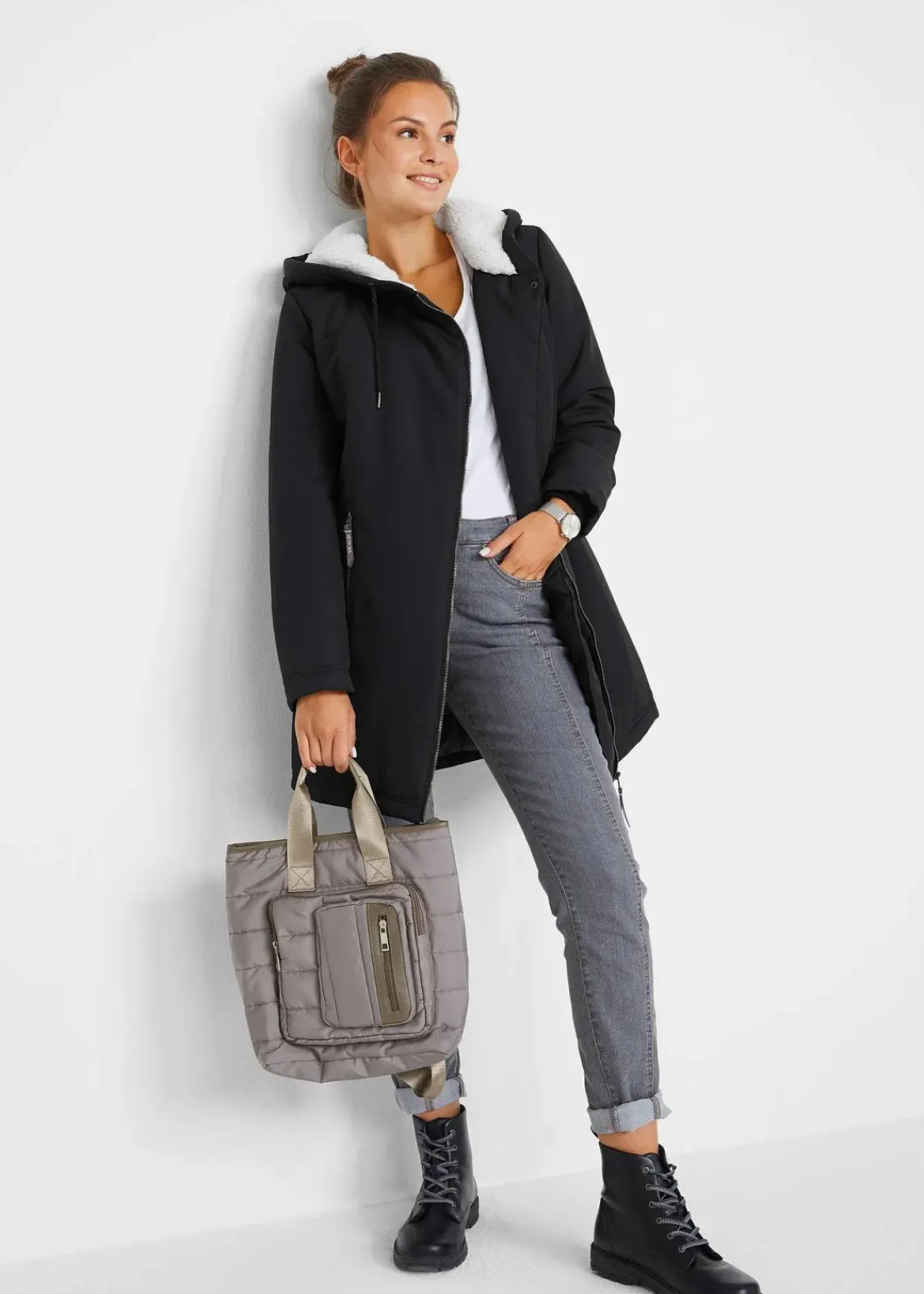 bonprix Bekleidung·Hosen|Jacken & Mäntel^Übergangsjacke schwarz
