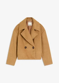 bonprix Bekleidung·Hosen|Jacken & Mäntel^Übergangsjacke in Wolloptik haselnuss