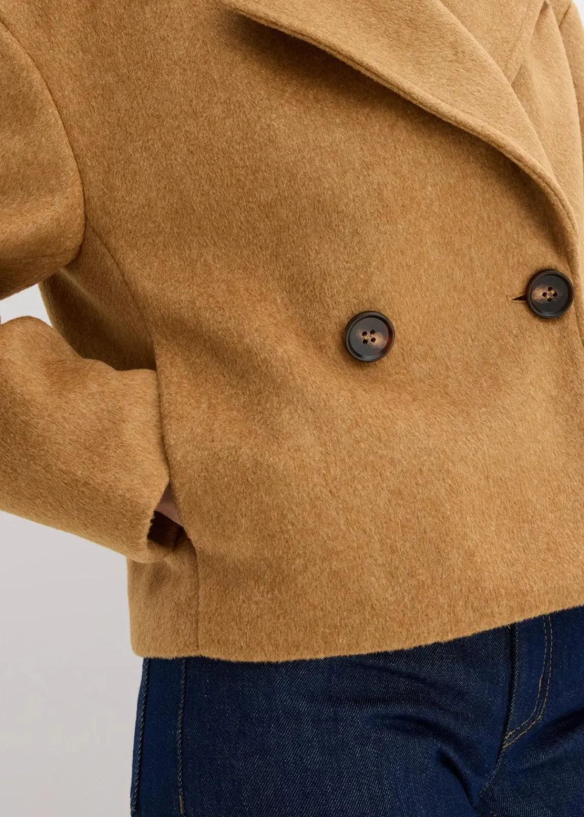 bonprix Bekleidung·Hosen|Jacken & Mäntel^Übergangsjacke in Wolloptik haselnuss