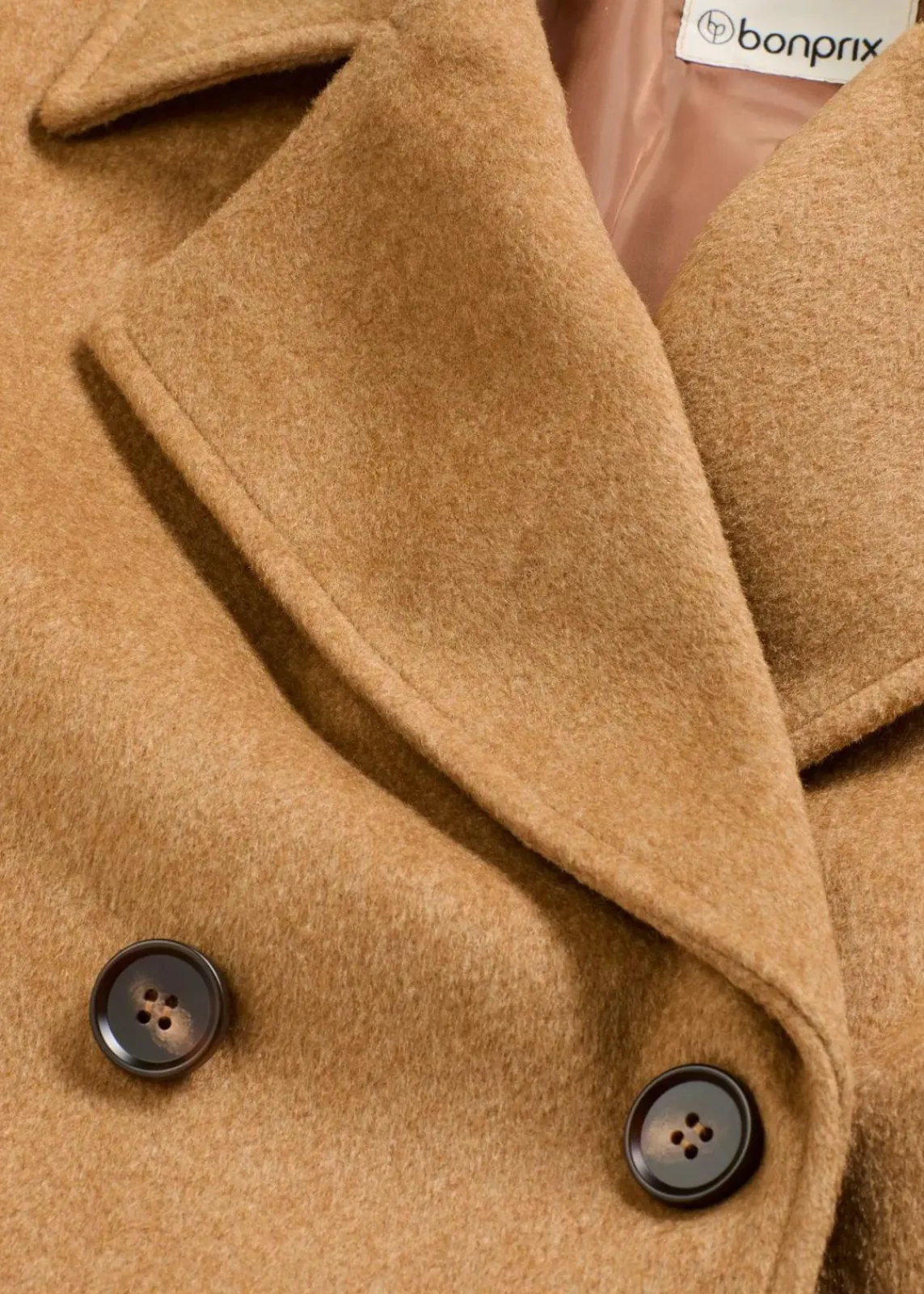 bonprix Bekleidung·Hosen|Jacken & Mäntel^Übergangsjacke in Wolloptik haselnuss