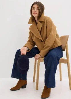bonprix Bekleidung·Hosen|Jacken & Mäntel^Übergangsjacke in Wolloptik haselnuss