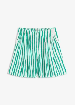 bonprix Hosen|Shorts^Bermuda aus fließender Viscose weiß/jadegrün gestreift