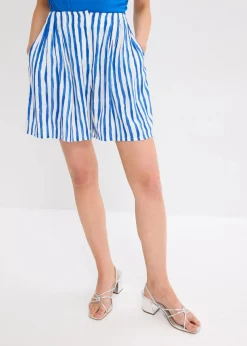bonprix Bekleidung·Outdoorbekleidung|Bekleidung·Kleider^Bermuda aus fließender Viscose weiß/arktikblau gestreift