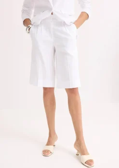 bonprix Hosen|Shorts^Bermuda aus Leinen-Mix weiß