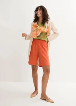 bonprix Nachhaltigere Materialien|Hosen^Bermuda aus Leinen-Viskose Mischung kupferorange