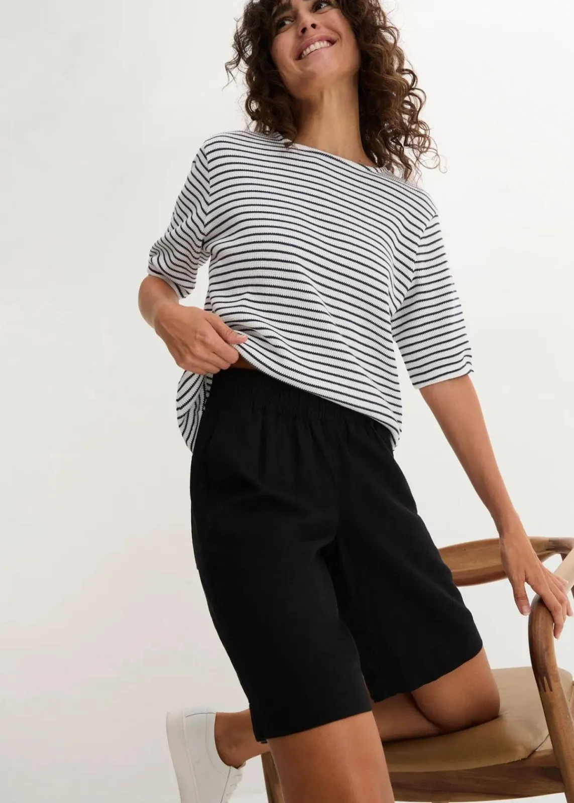 bonprix Bekleidung·Outdoorbekleidung|Bekleidung·Kleider^Bermuda aus Leinen-Viskose Mischung schwarz