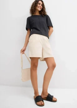 bonprix Shorts|Hosen^Bermuda aus reiner Baumwolle kieselbeige