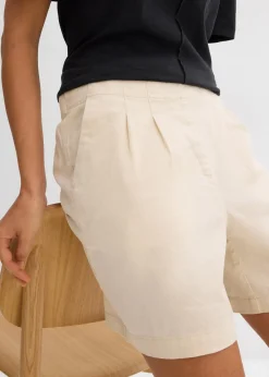 bonprix Shorts|Hosen^Bermuda aus reiner Baumwolle kieselbeige