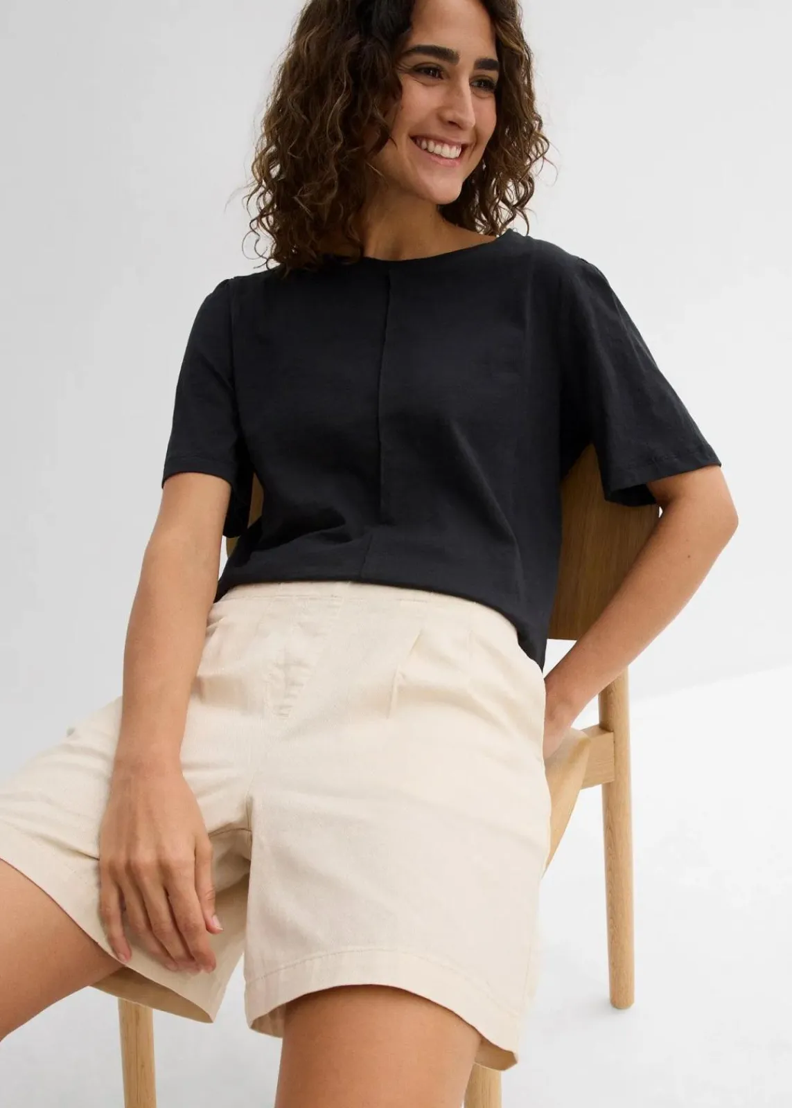bonprix Shorts|Hosen^Bermuda aus reiner Baumwolle kieselbeige