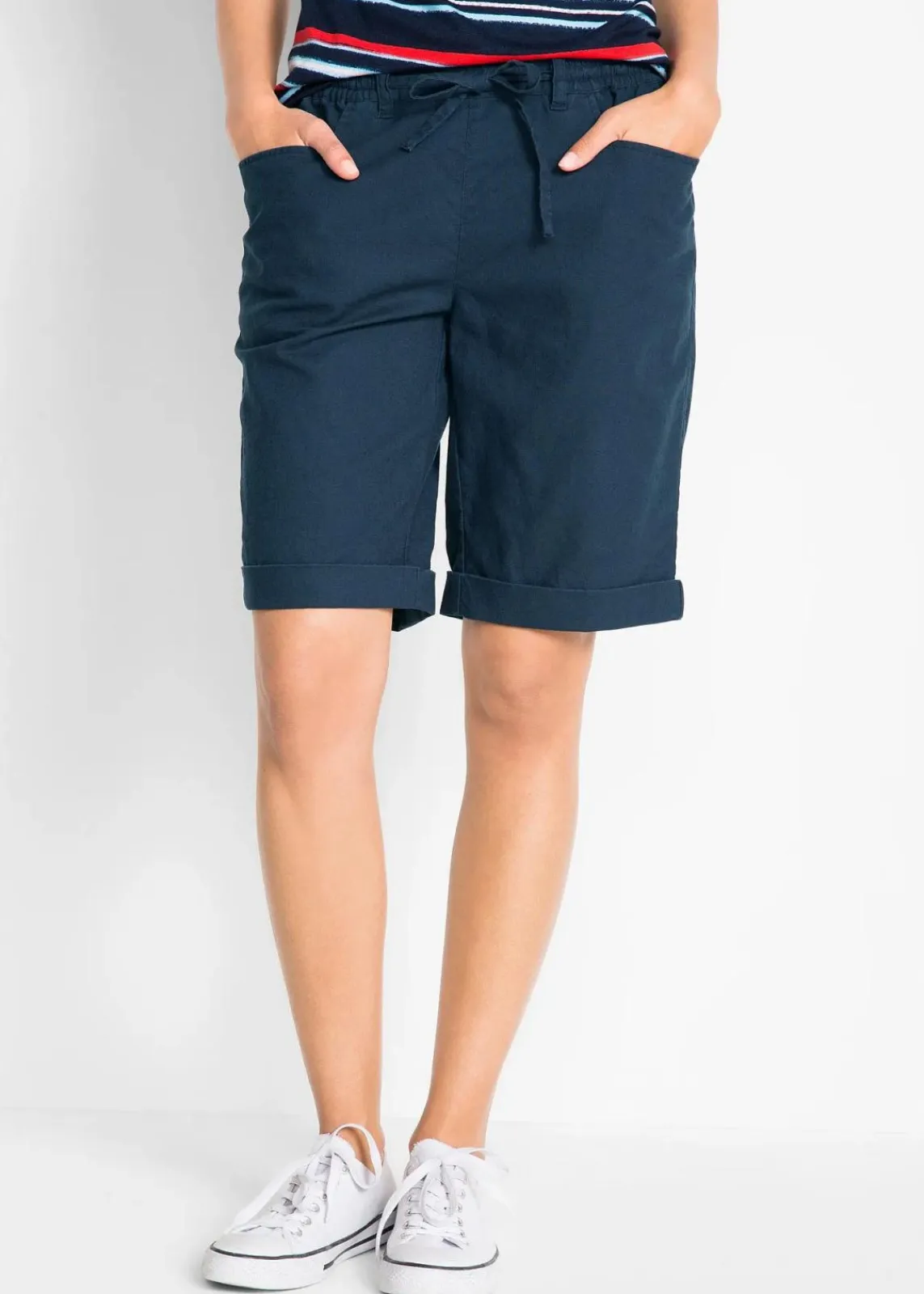bonprix Hosen|Shorts^Bermuda mit Leinen dunkelblau