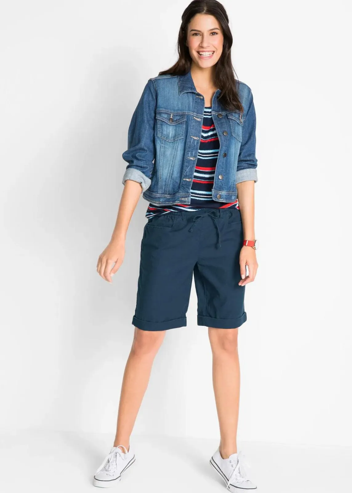 bonprix Hosen|Shorts^Bermuda mit Leinen dunkelblau