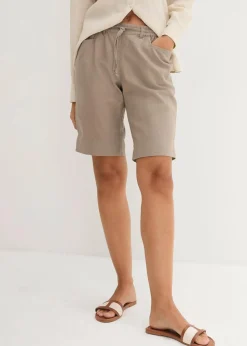 bonprix Bekleidung·Outdoorbekleidung|Bekleidung·Kleider^Bermuda mit Leinen taupe