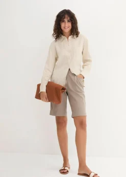 bonprix Bekleidung·Outdoorbekleidung|Bekleidung·Kleider^Bermuda mit Leinen taupe