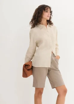 bonprix Bekleidung·Outdoorbekleidung|Bekleidung·Kleider^Bermuda mit Leinen taupe