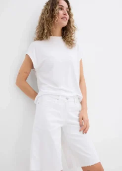 bonprix Bekleidung·Outdoorbekleidung|Bekleidung·Kleider^Bermuda mit offener Saumkante weiß