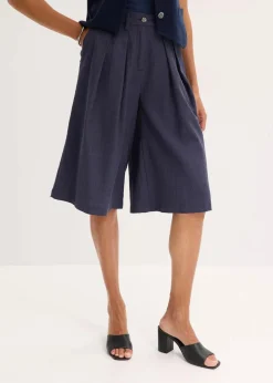 bonprix Bekleidung·Outdoorbekleidung|Bekleidung·Kleider^Bermudas mit Bundfalten dunkelblau meliert