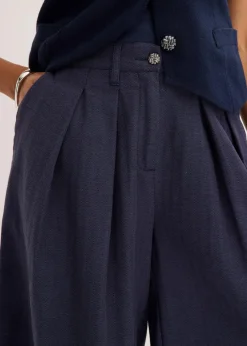 bonprix Bekleidung·Outdoorbekleidung|Bekleidung·Kleider^Bermudas mit Bundfalten dunkelblau meliert